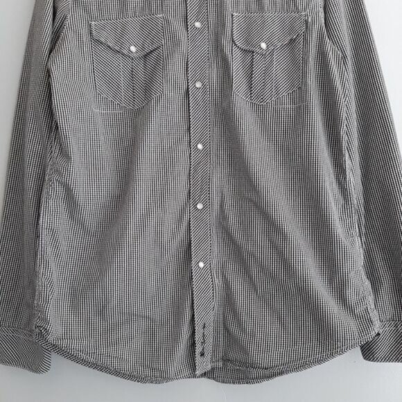 BEN SHERMAN 100% Cotton Pearl Snap Button Western Gingham Shirt B&W Men's Sz M - Picture 3 of 14